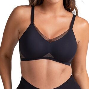 Honeylove Black crossover mesh bra size 2X comfy spandex stretch wireless adjust